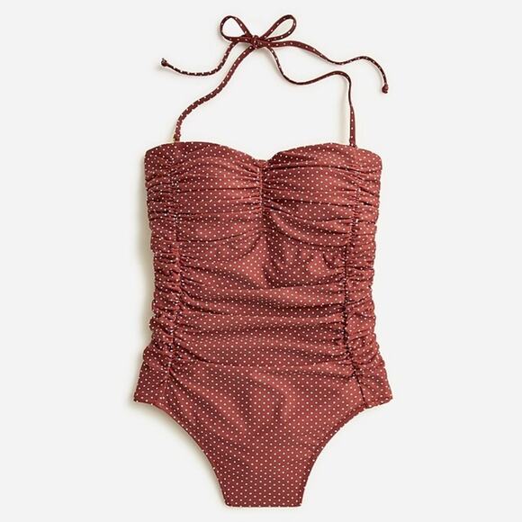 J. Crew Other - J. Crew Ruched tie-back one-piece in polka dot, Women’s Size 24